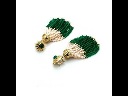 Vintage Chrysoprase and Pearl Earrings