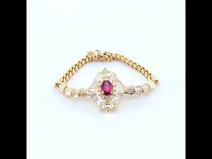 Vintage Italian Rubellite and Diamonds Bracelet
