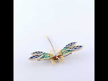 Vintage Italian Plique-a-Jour Brooch