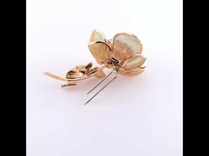 Vintage Day and Night Rose Brooch