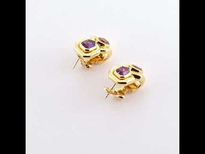 Vintage Citrine and Amethyst Earrings