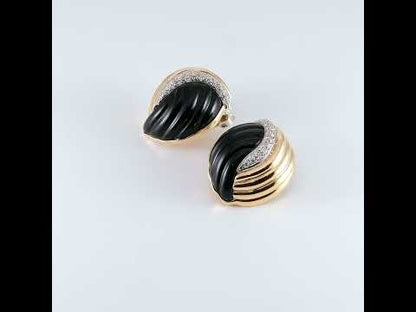 Vintage Black Onyx and Diamonds Earrings