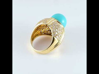 Vintage Blue Hardstone and Diamond Ring