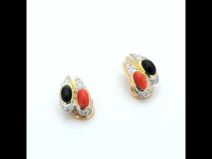 Kutchinsky Onyx and Coral Earrings