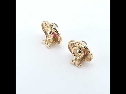 Vintage Ruby and Sapphire Earrings