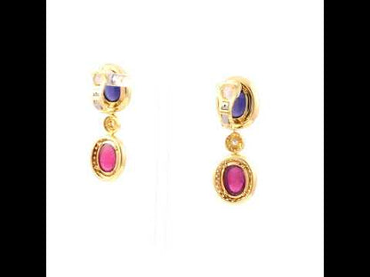 Poiray Rubellite and Sapphire Earrings