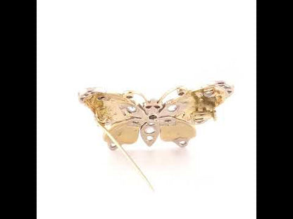 Vintage Enamel and Diamond Butterfly Brooch