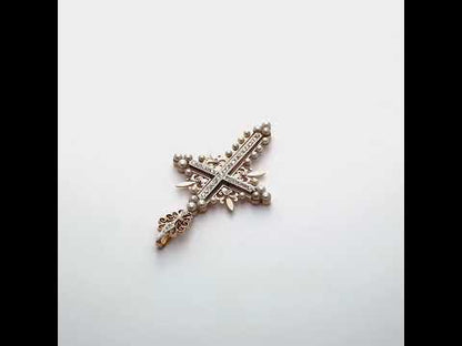 Antique Pearl and Diamonds Cross Pendant
